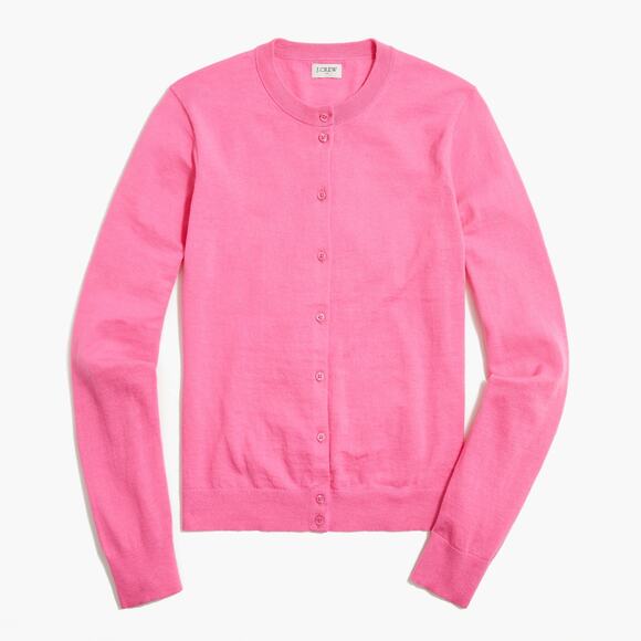 J. Crew Classic Cotton Long Sleeve Button-Front Cardigan Sweater Pink XL NWT - Picture 1 of 9